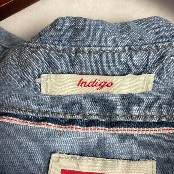 Wrangler Mens Western Rodeo Button Up Blue Indigo Denim Pearl Snap Shirt 2XL - Picture 7 of 12